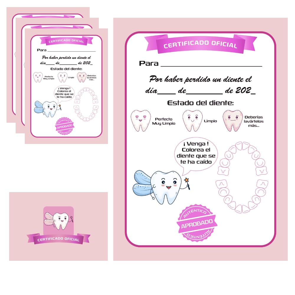 Myfuturshop® Carta HADA DE LOS DIENTES Certificado de diente limpio 10 Unidades. Regalo original para niño y niña. (VERDE)
