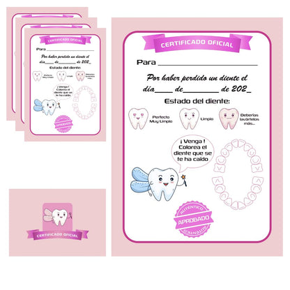 Myfuturshop® Carta HADA DE LOS DIENTES Certificado de diente limpio 10 Unidades. Regalo original para niño y niña. (VERDE)