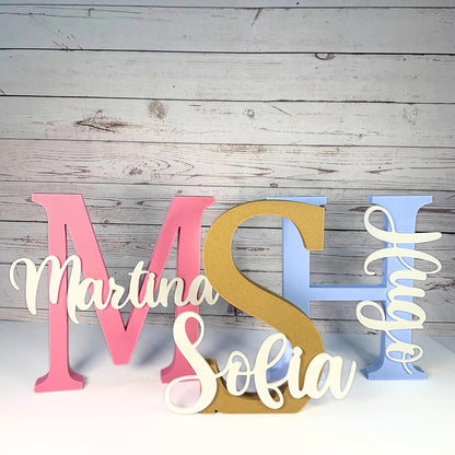 Nombre para mesa comunion | Letras decorativas personalizadas con nombre | Decoración habitación infantil, bodas, cumpleaños, bautizos, candy bar y mesas dulces |