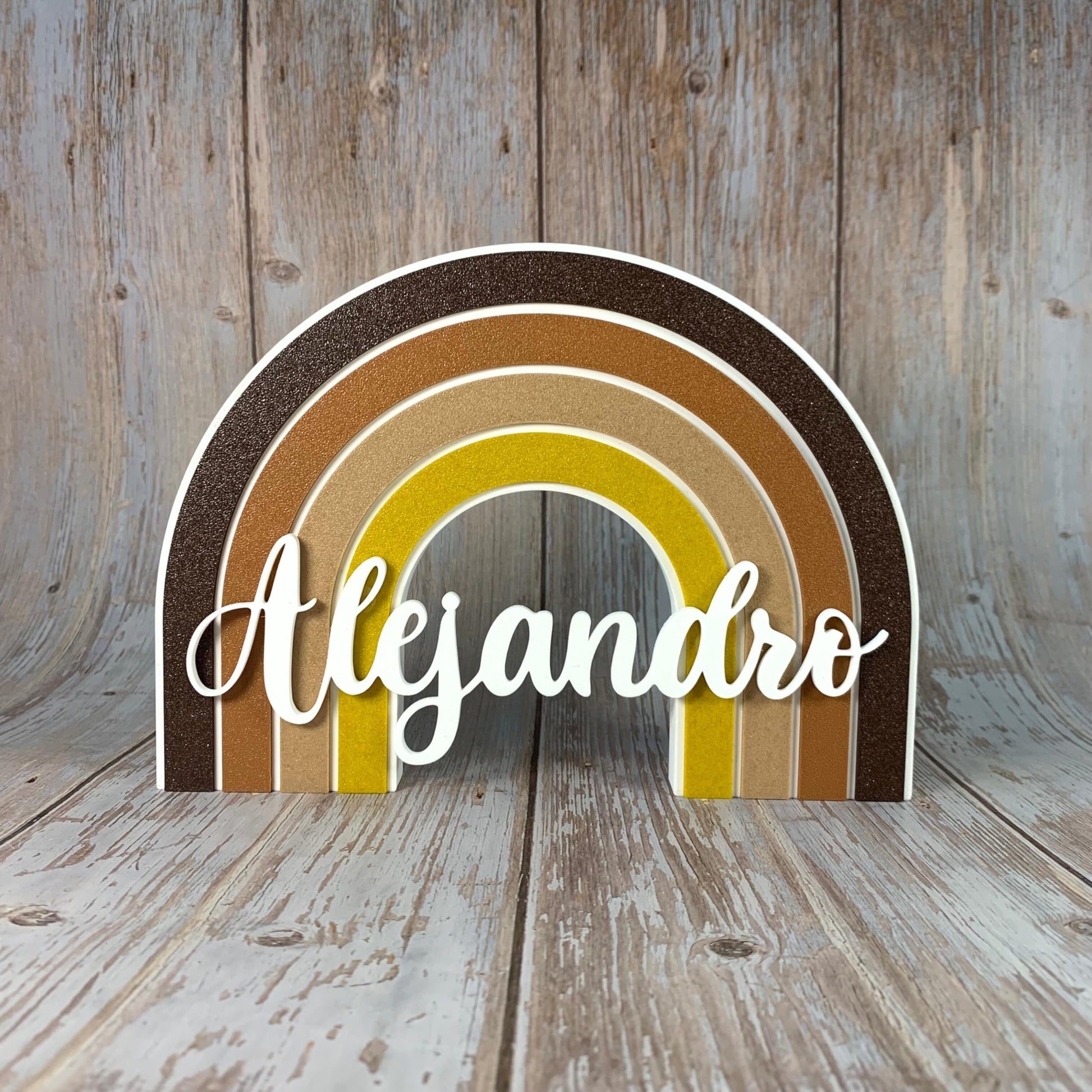 Arcoíris decorativo infantil personalizado con nombre | Regalo para recién nacidos, bautizo, baby shower, cumpleaños o mesa dulce | Estilo Montessori y nórdico | Para colgar o apoyar. (TONOS PASTEL)