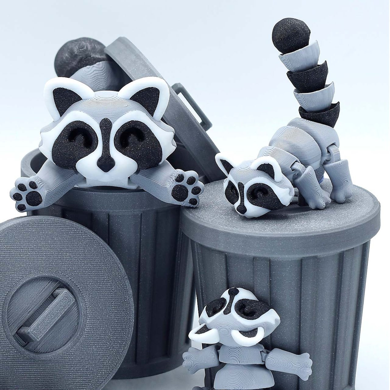🦝 Mapache articulado en 3D – Figura de la Colección Animalitos de Dientes Mágicos – Ideal para packs de cumpleaños