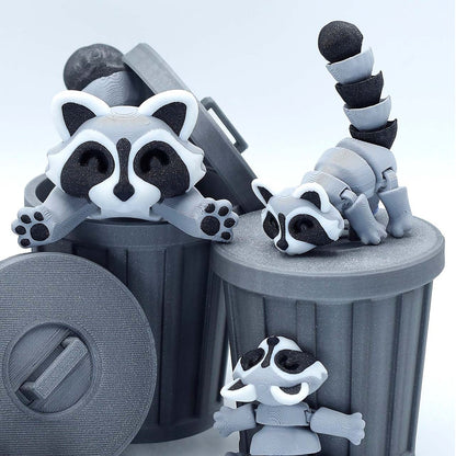 🦝 Mapache articulado en 3D – Figura de la Colección Animalitos de Dientes Mágicos – Ideal para packs de cumpleaños