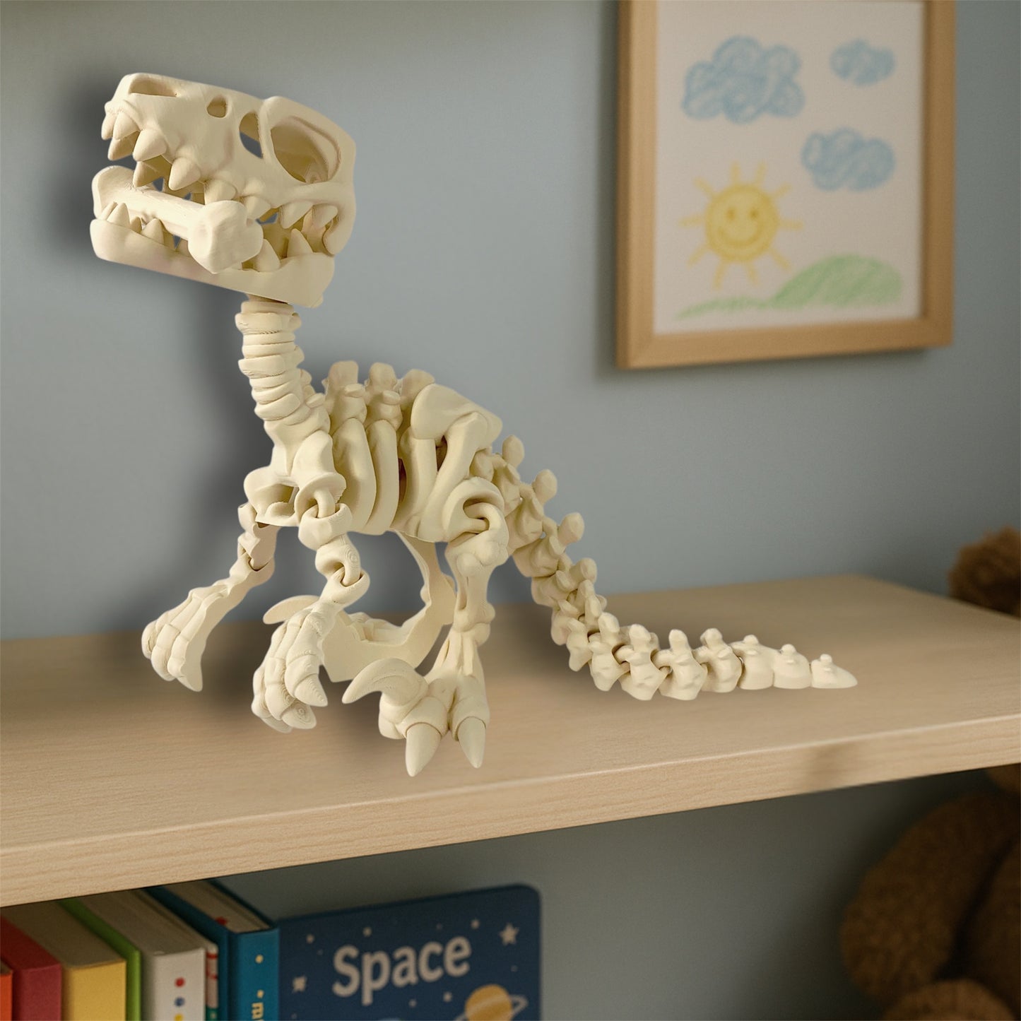 🦖 Esqueleto de Velociraptor – Juguete educativo y mágico en 3D