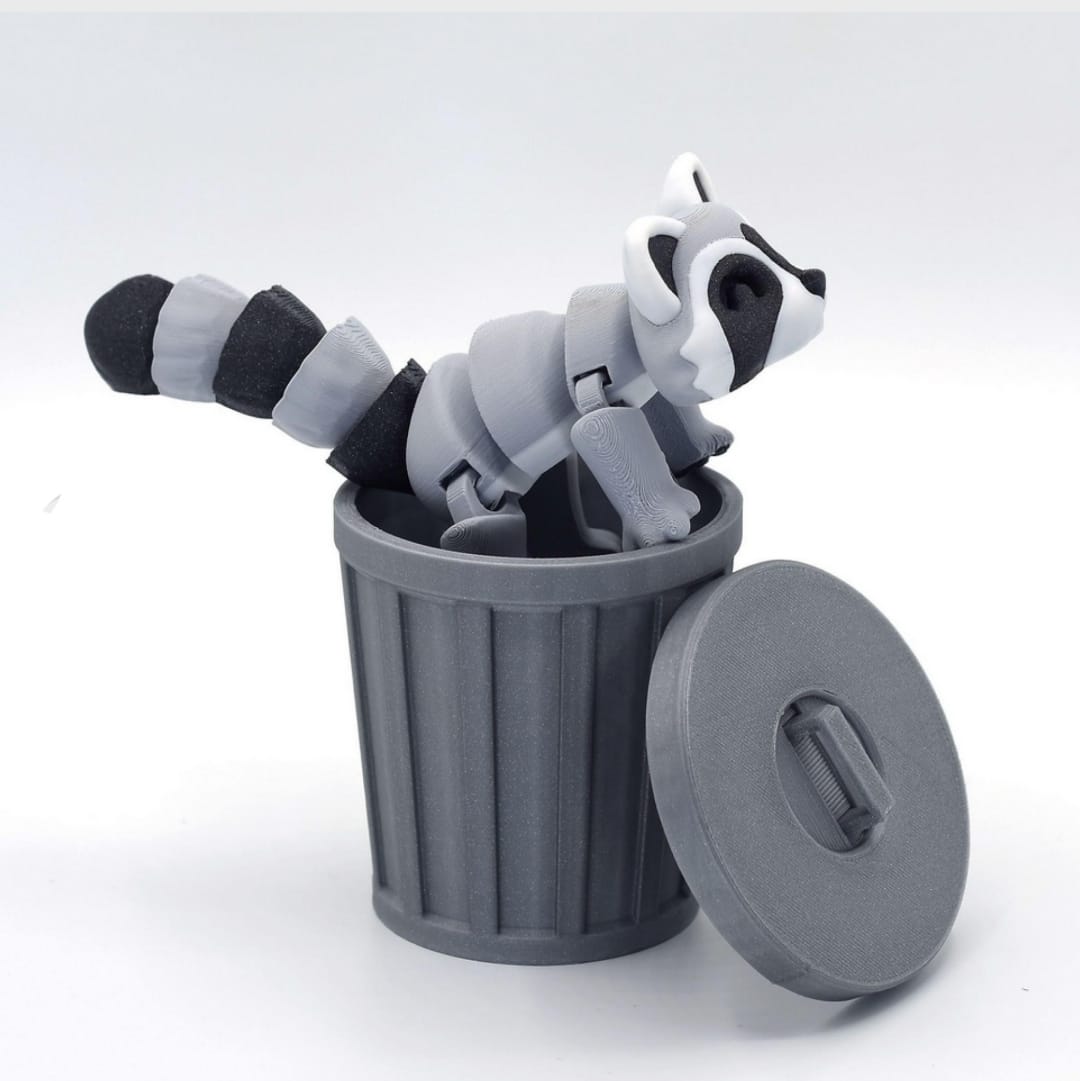 🦝 Mapache articulado en 3D – Figura de la Colección Animalitos de Dientes Mágicos – Ideal para packs de cumpleaños