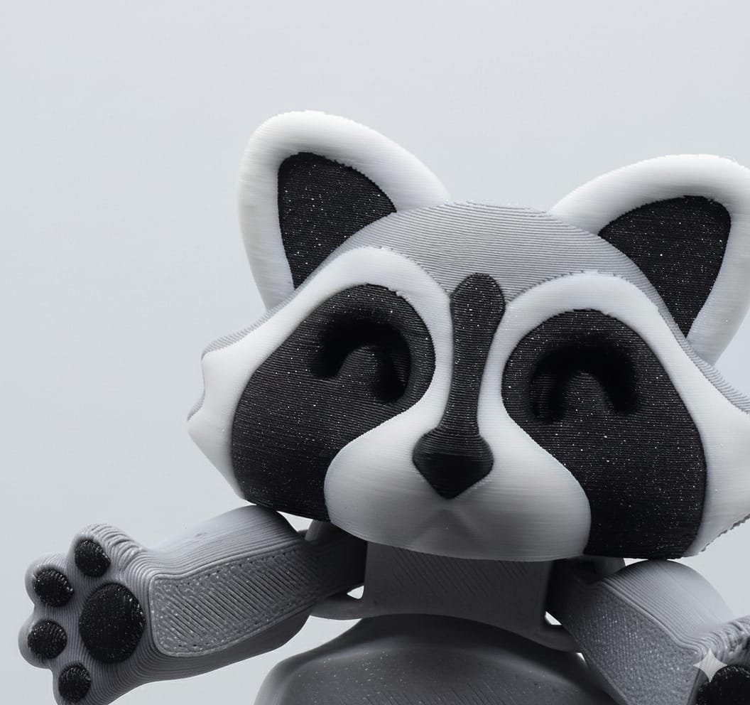 🦝 Mapache articulado en 3D – Figura de la Colección Animalitos de Dientes Mágicos – Ideal para packs de cumpleaños