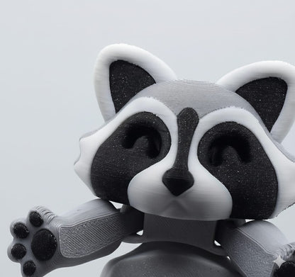 🦝 Mapache articulado en 3D – Figura de la Colección Animalitos de Dientes Mágicos – Ideal para packs de cumpleaños