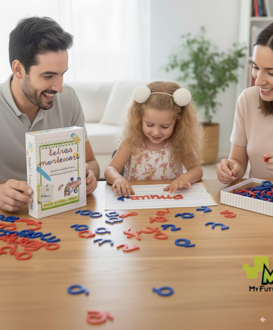 MFS MYFUTURSHOP Letras Montessori, Alfabeto Escolar Minusculas. Aprende A Leer Y Escribir Divirtiendote. Abecedario Educativo para Niños De 3 4 5 Y 6 Años.