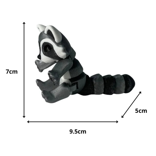 🦝 Mapache articulado en 3D – Figura de la Colección Animalitos de Dientes Mágicos – Ideal para packs de cumpleaños
