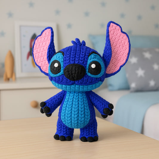🧶💙 Stitch XL – ¡Con acabado efecto croché para un toque adorable!